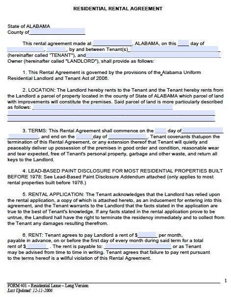 Rental Lease Agreement Template