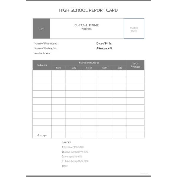 12 Report Card Template 6 Free Word Excel PDF
