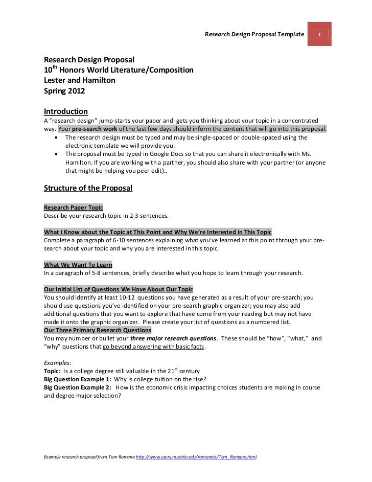 Media 21 Spring 2012 Research Design Proposal Guidelines