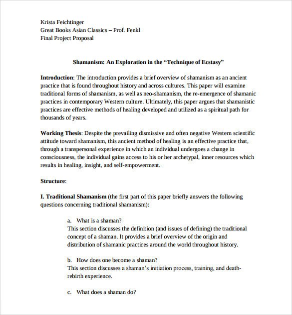 Sample Research Paper Proposal Template 13 Free