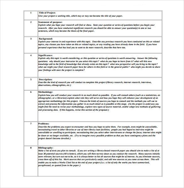 Sample Research Paper Proposal Template 9 Free