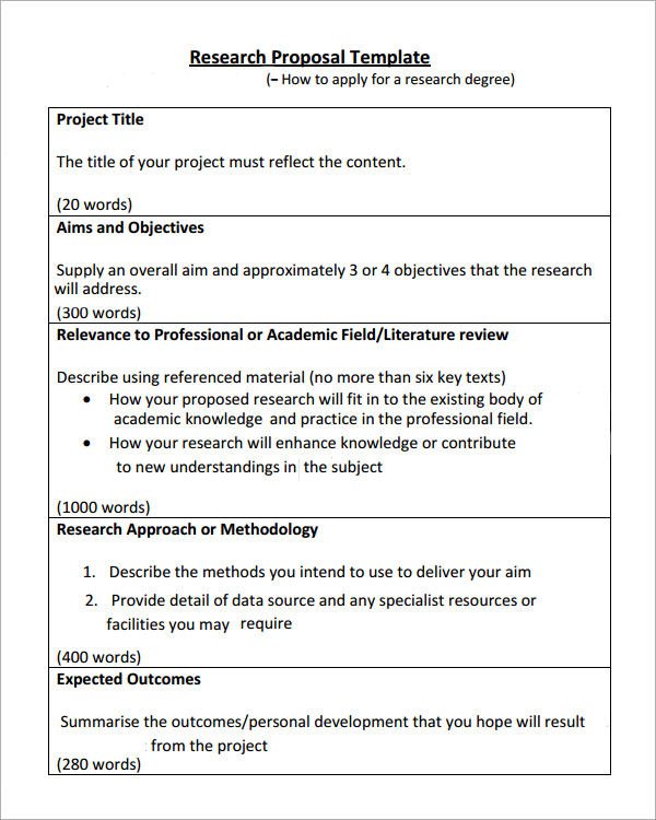 Sample Research Proposal Template 10 Free Documents