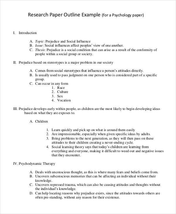 Printable Research Paper Outline Template 8 Free Word
