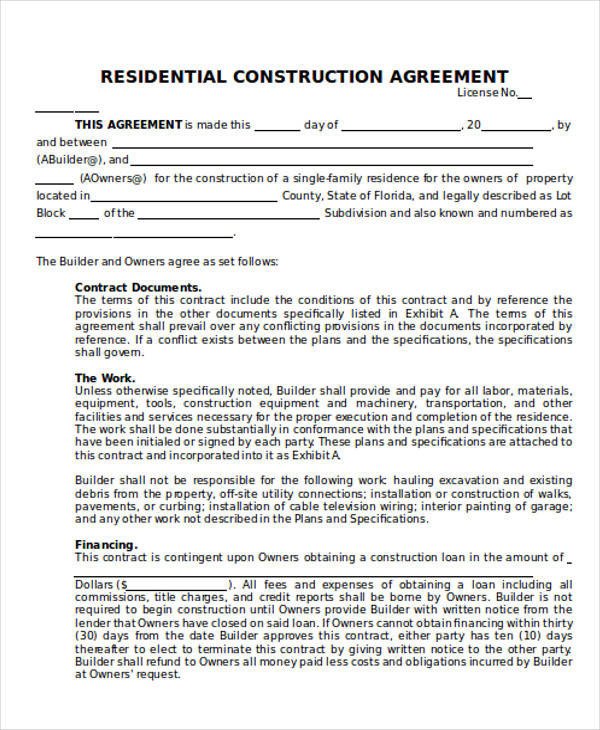 28 Construction Agreement Forms & Templates Word PDF
