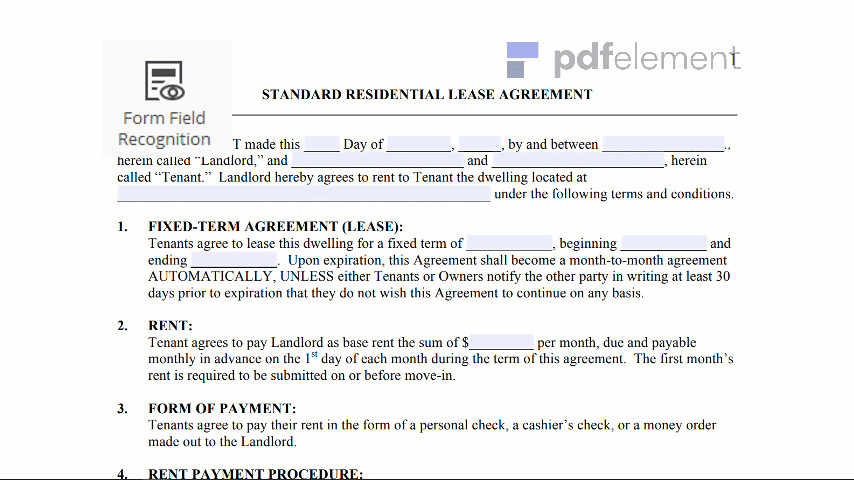 Residential Lease Agreement Template Free Download Edit