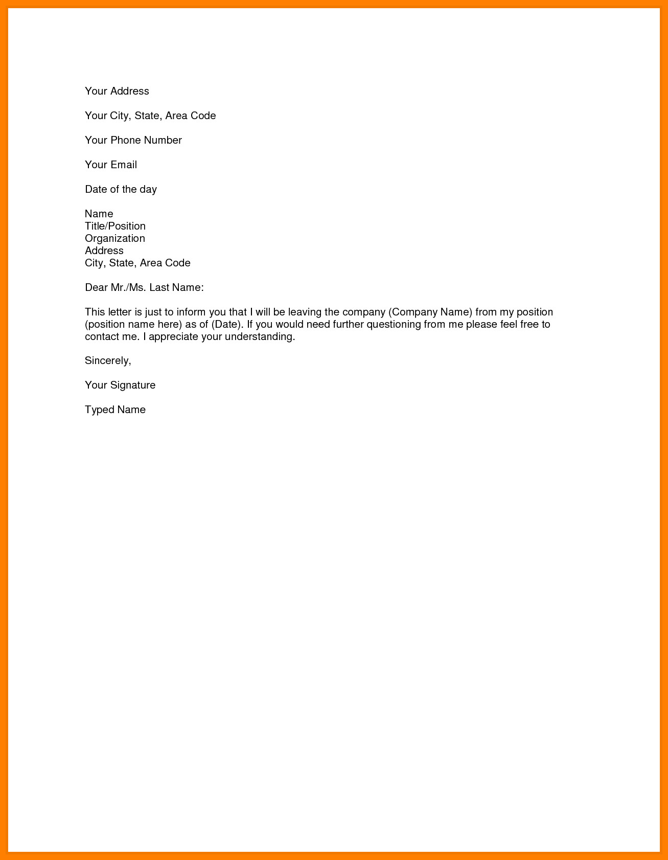 6 simple resignation letter sample for personal reasons