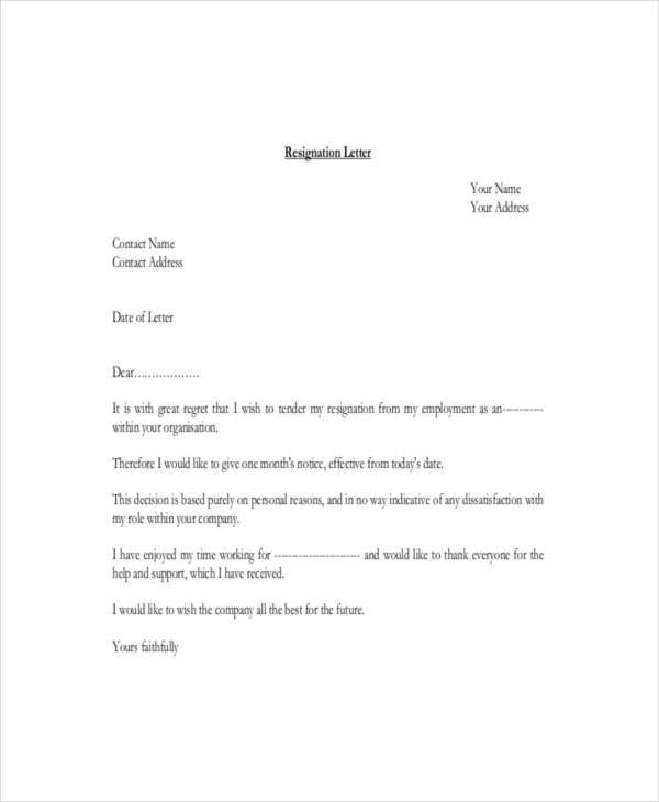 FREE 9 Health Resignation Letter Samples and Templates in