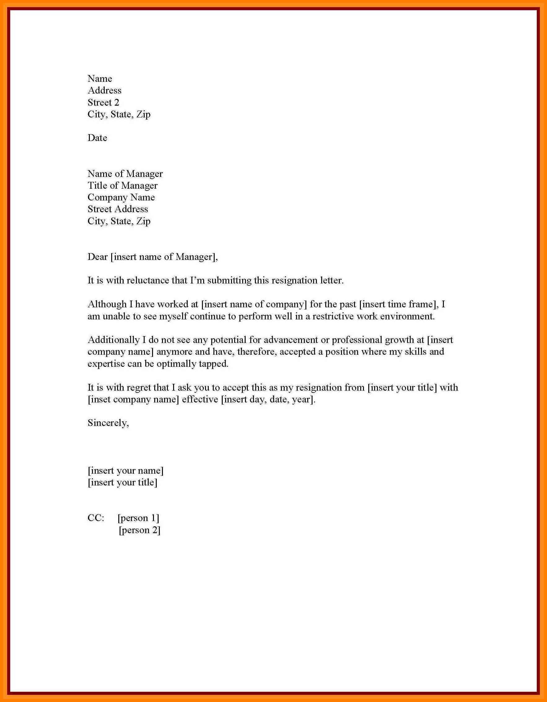 Sample Resignation Letter Personal 6 Cover Letter