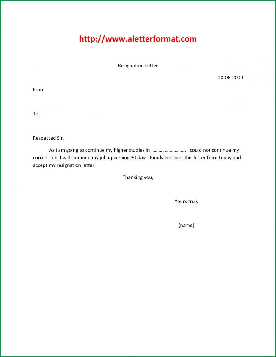 Simple Resignation Letter For Personal Reason Filename