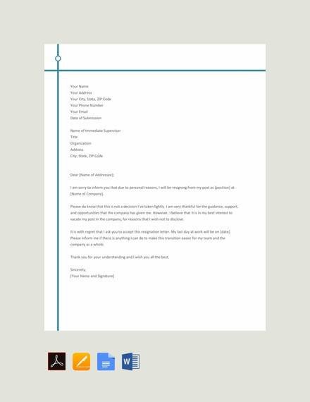 10 Sample Resignation Letters in PDF