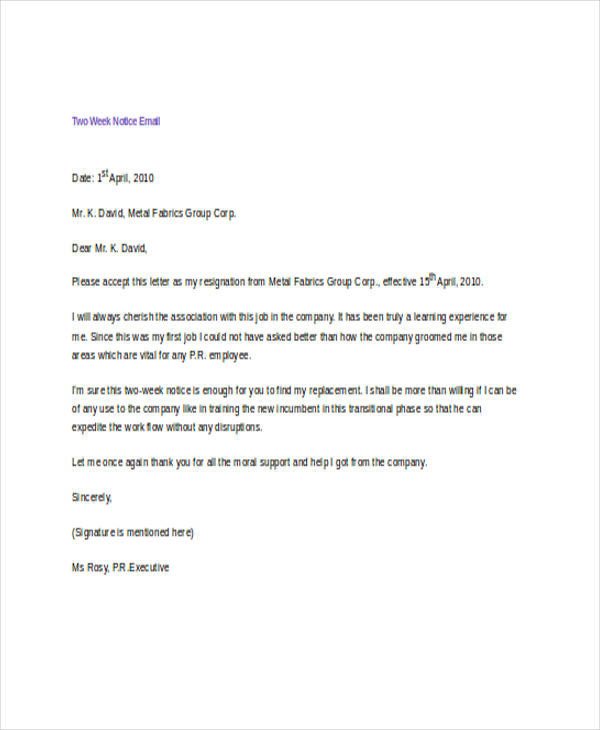 21 Resignation Email Examples DOC