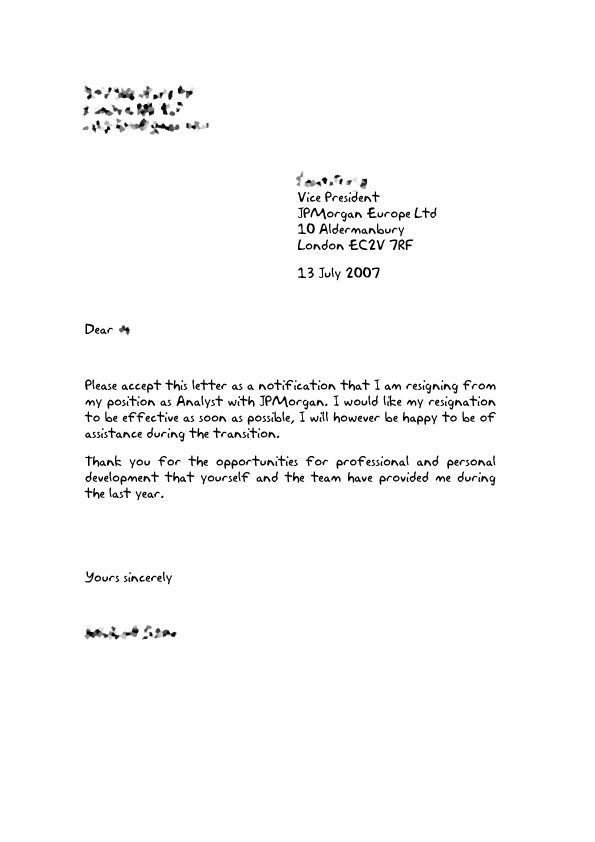 How To Write Up A Resignation Letter Vision professional