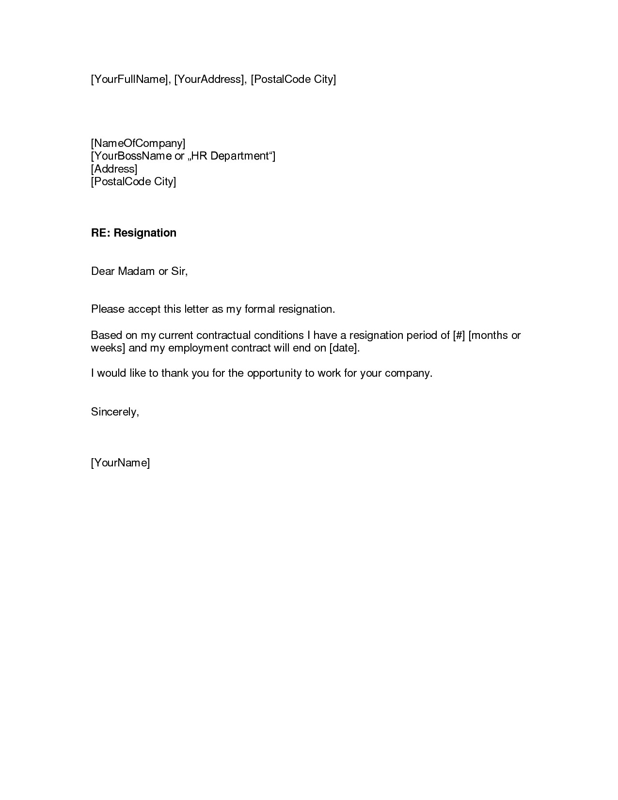 Resignation Letters Download PDF DOC Format