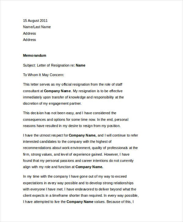 49 Resignation Letter Examples
