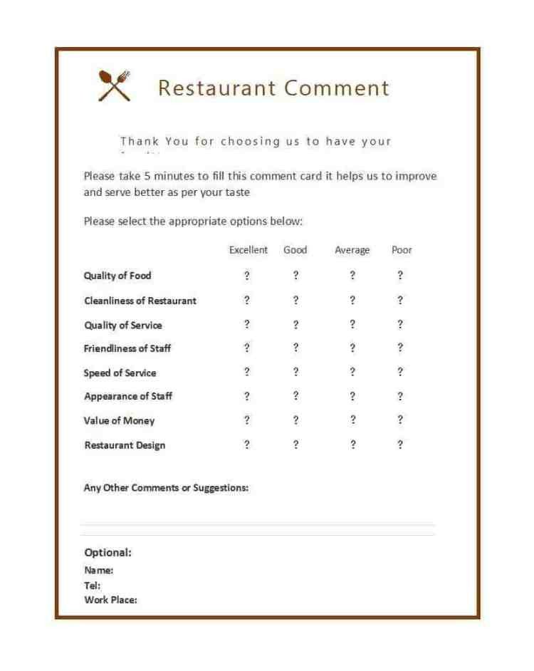 9 Restaurant ment Card Templates Free Sample Templates