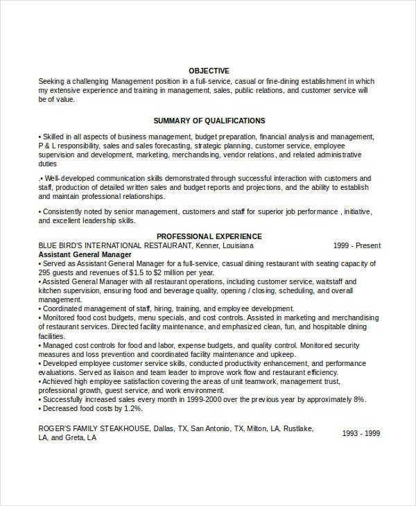 52 Professional Manager Resumes PDF DOC