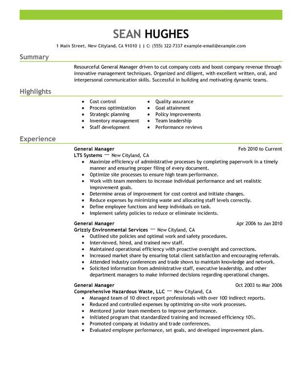 General Manager Resume Examples Created by Pros