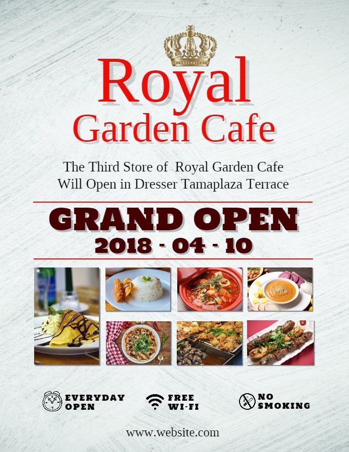 Restaurant cafe grand opening invitation poster flyer