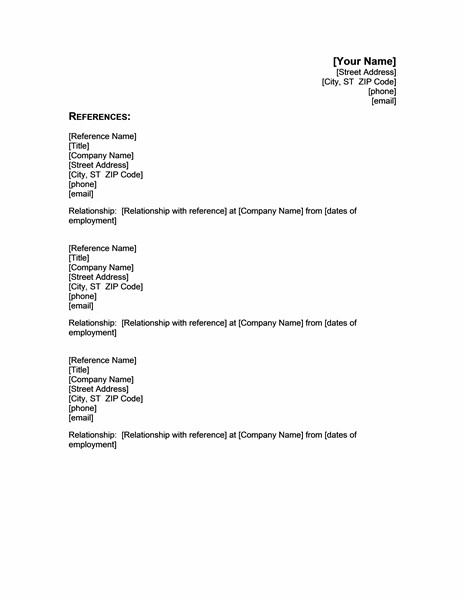 resume reference template microsoft word Google Search