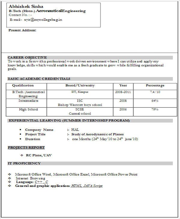 45 Fresher Resume Templates PDF DOC