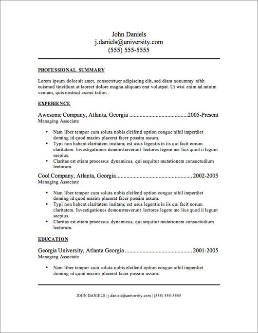 12 Resume Templates for Microsoft Word Free Download