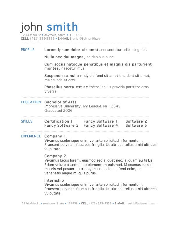 50 Free Microsoft Word Resume Templates for Download