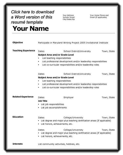 Job Resume Format Download Microsoft Word