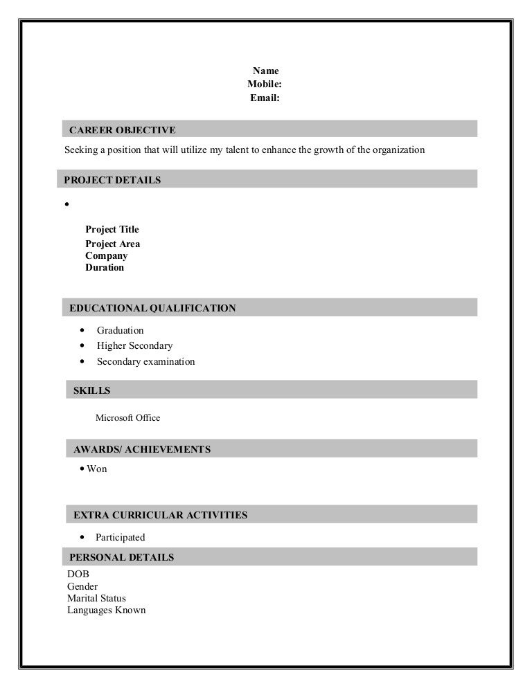 Resume Sample Formats Download 2 page Resume 1 [