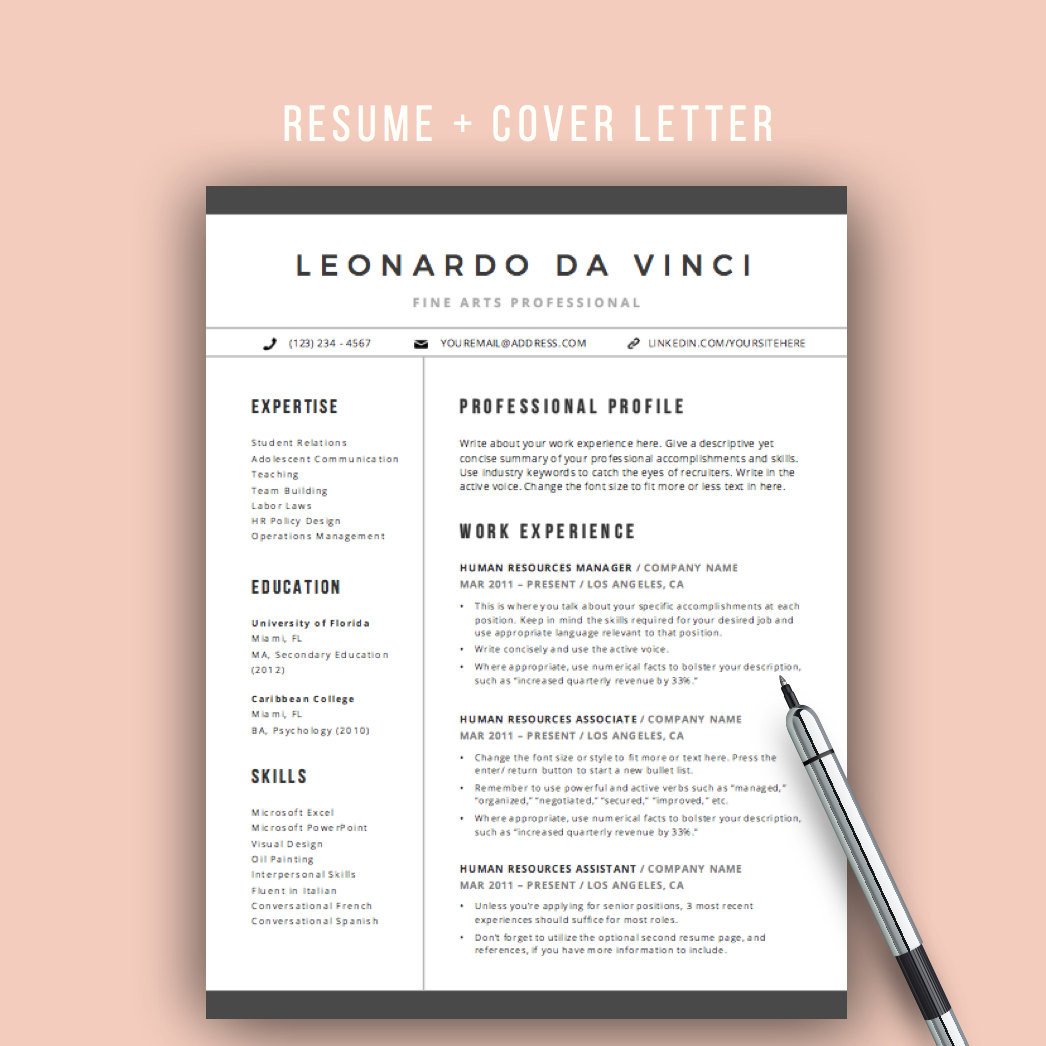 Teacher Resume Template Word 4 Pages Resume Icons CV