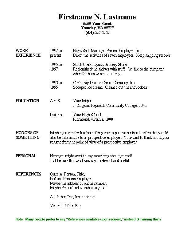 Free Blank Resume Templates for Microsoft Word Image
