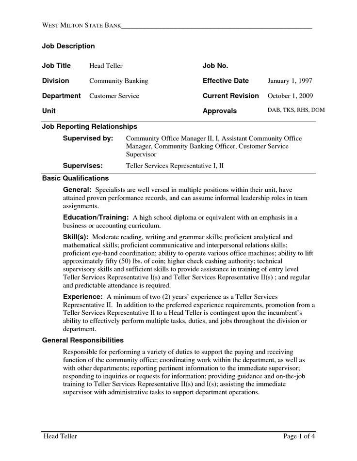 Bank Teller Resume With No Experience topresume