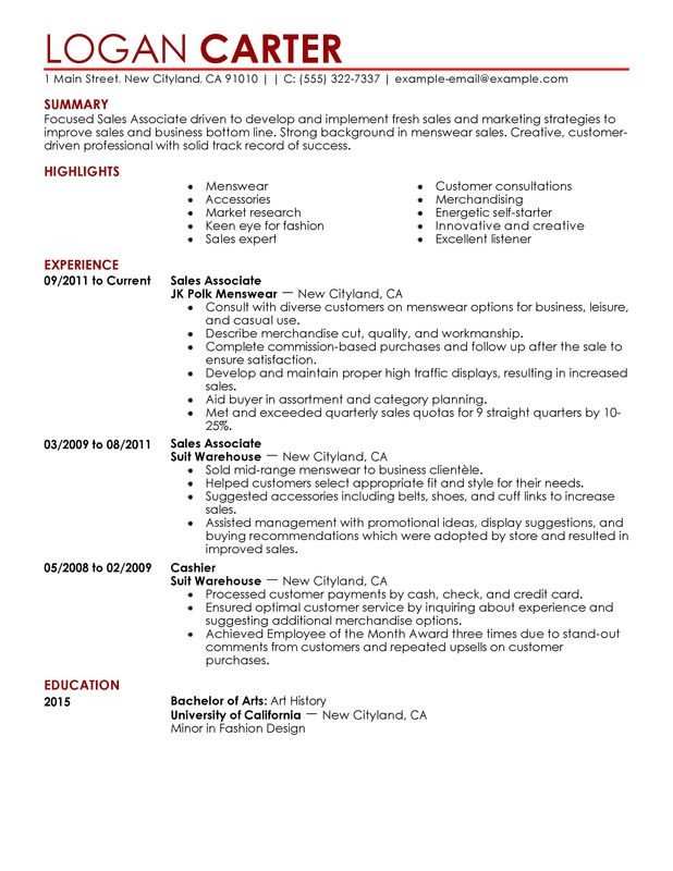 Sales Associate Level Resume Examples – Free to Try Today