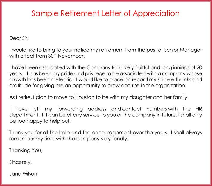 Retirement letter Samples Examples Formats & Writing Guide
