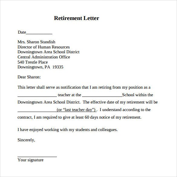 Retirement Letter 20 Download Free Documents in PDF Word