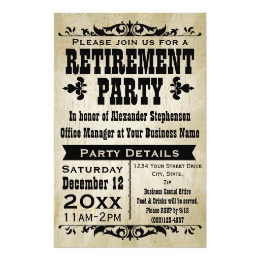 Custom Vintage Country Retirement Party Invitation Flyer