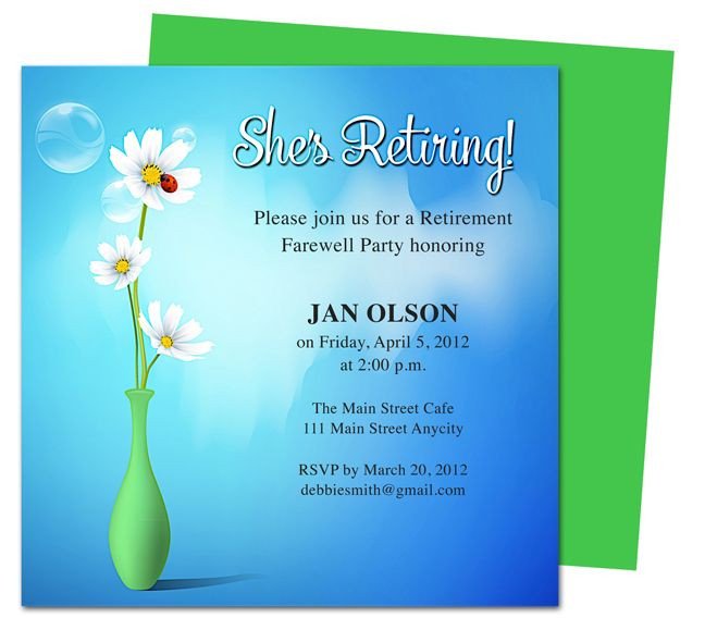 Printable DIY Vase Retirement Party Invitations Templates