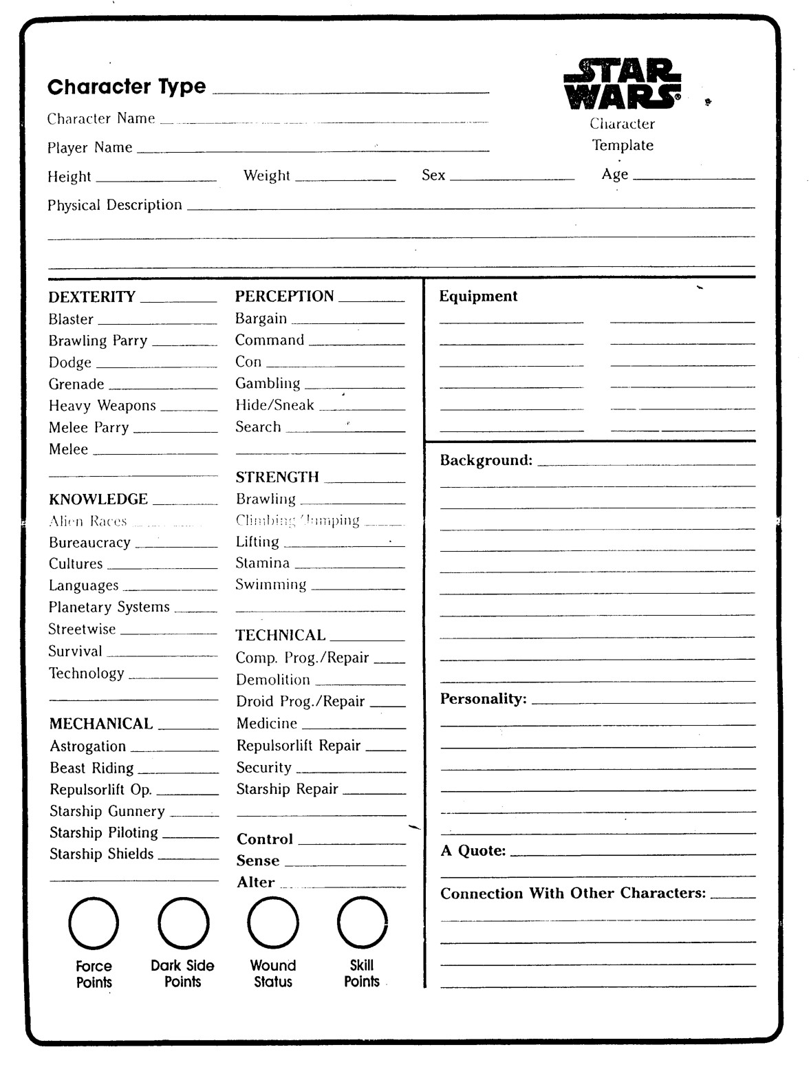 30 Roleplay Character Sheet Template