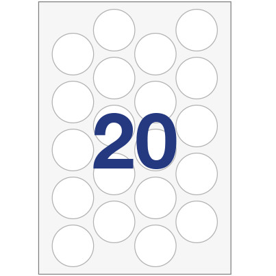 20 Round Labels with Removable Adhesive
