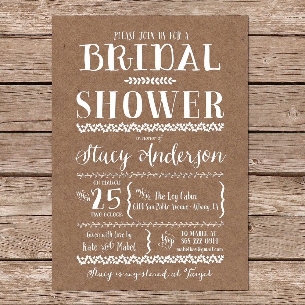 Bridal Shower Invitation Kraft Paper Background DIY