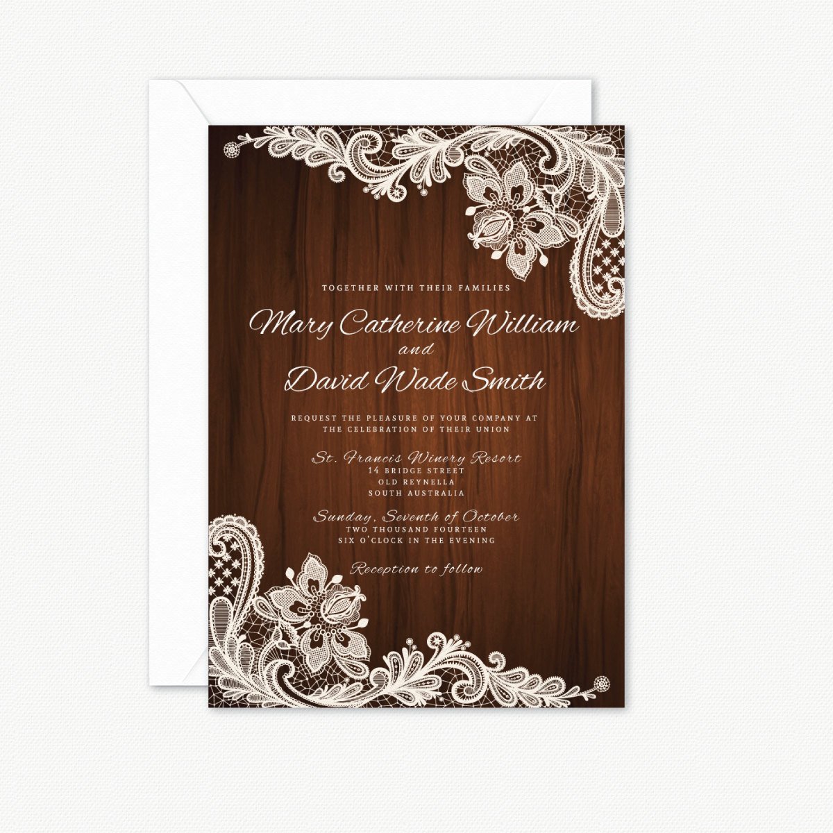 Rustic Wedding Invitation Wood Background and by