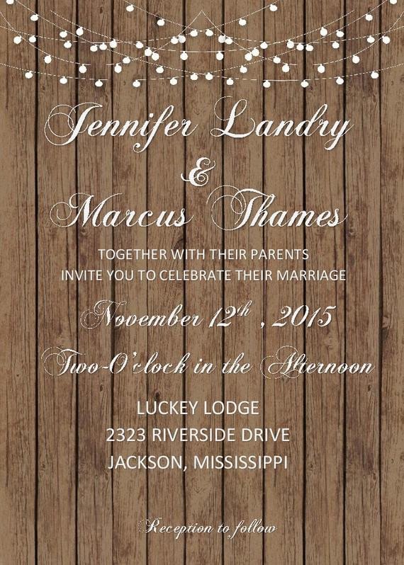 Rustic Wedding Invitation Wood Background Rustic Country