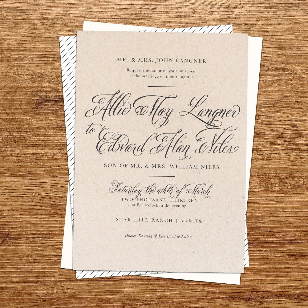 Rustic Wedding Invitation kraft paper wedding by kxodesign