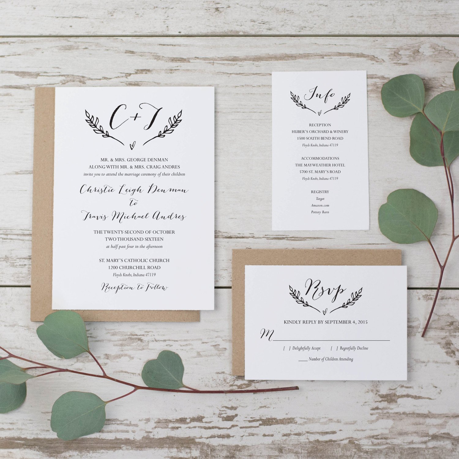 SALE Rustic Wedding Invitation Template Printable Wedding