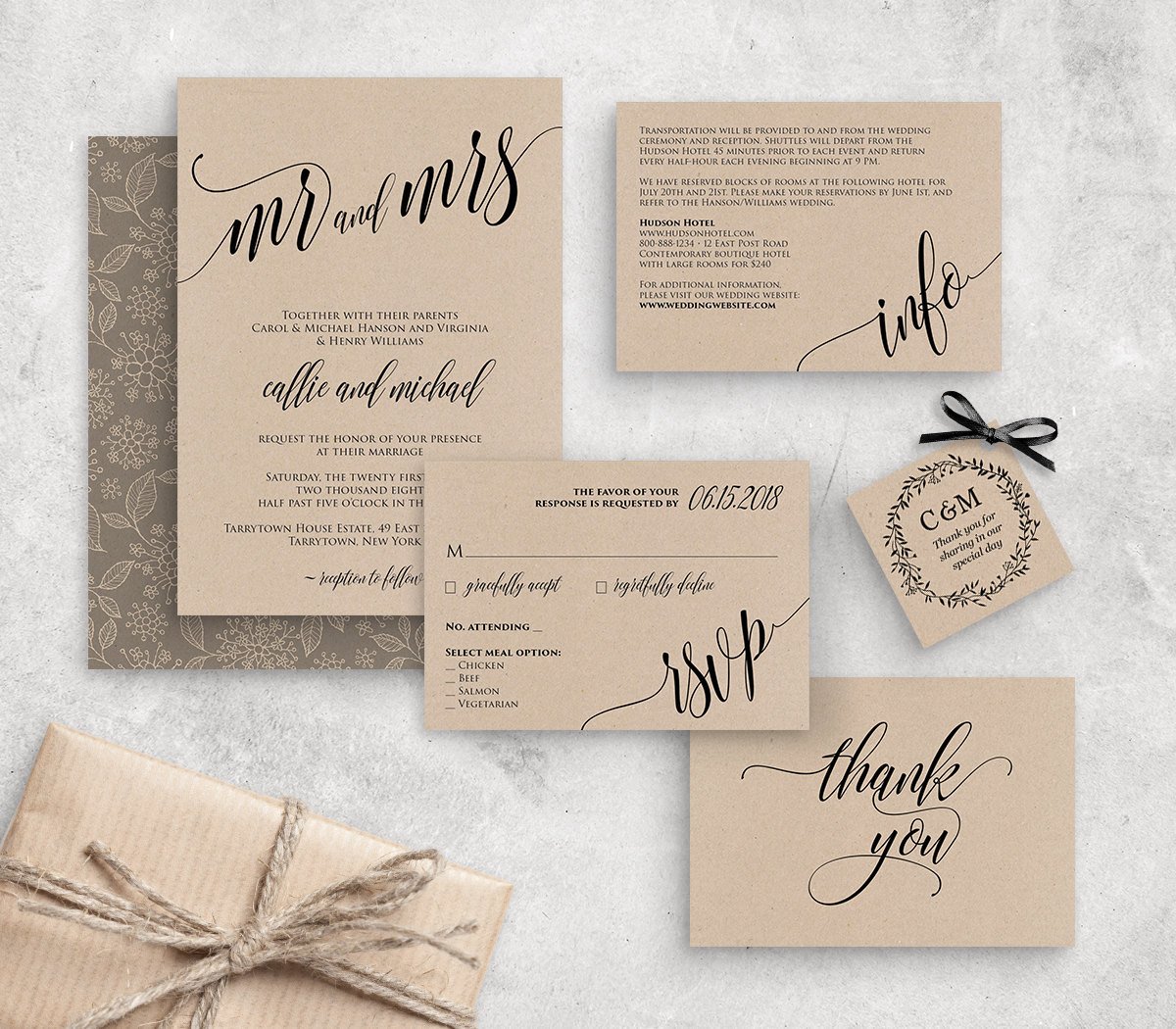Wedding Invitation Template Instant Download Rustic Modern