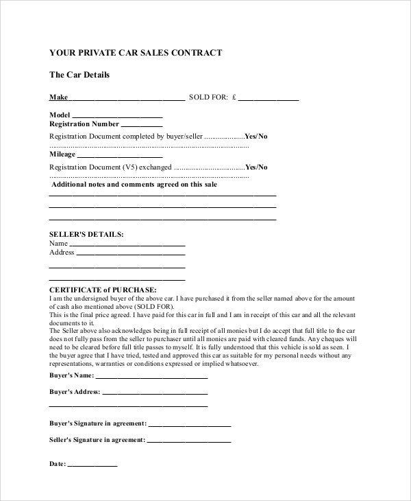 Sample Sales Contract Agreement 10 Examples in Word PDF