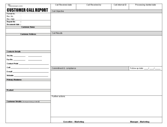 Sales Call Report Templates Find Word Templates