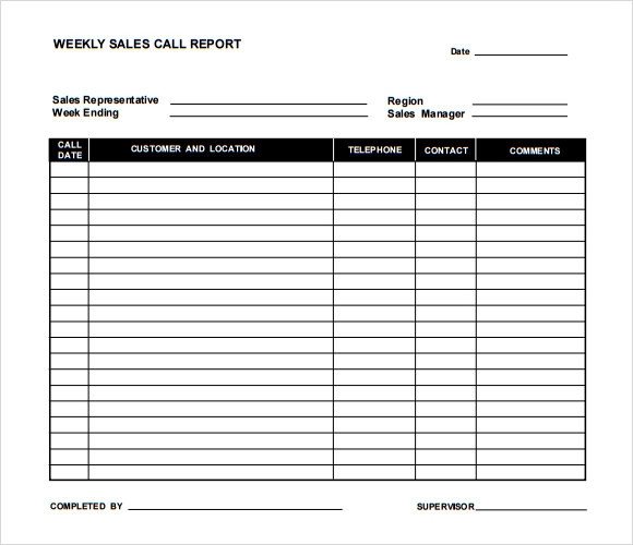Sample Sales Call Report Template 6 Documents in PDF