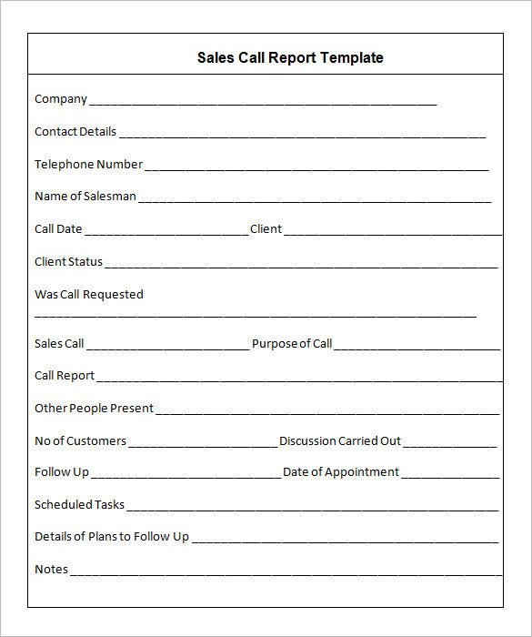 26 Call Report Templates PDF Word Pages