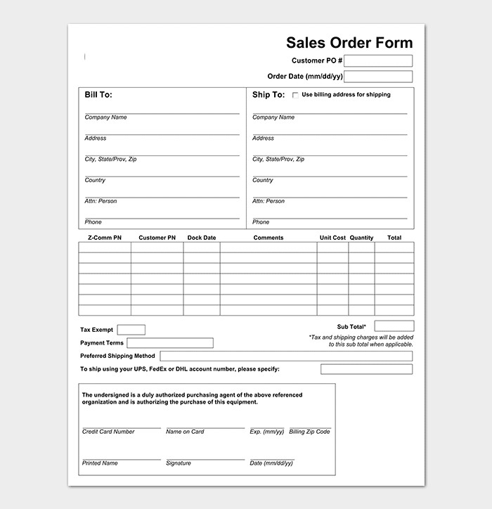 Sales Order Template 22 Formats & Examples Word Excel