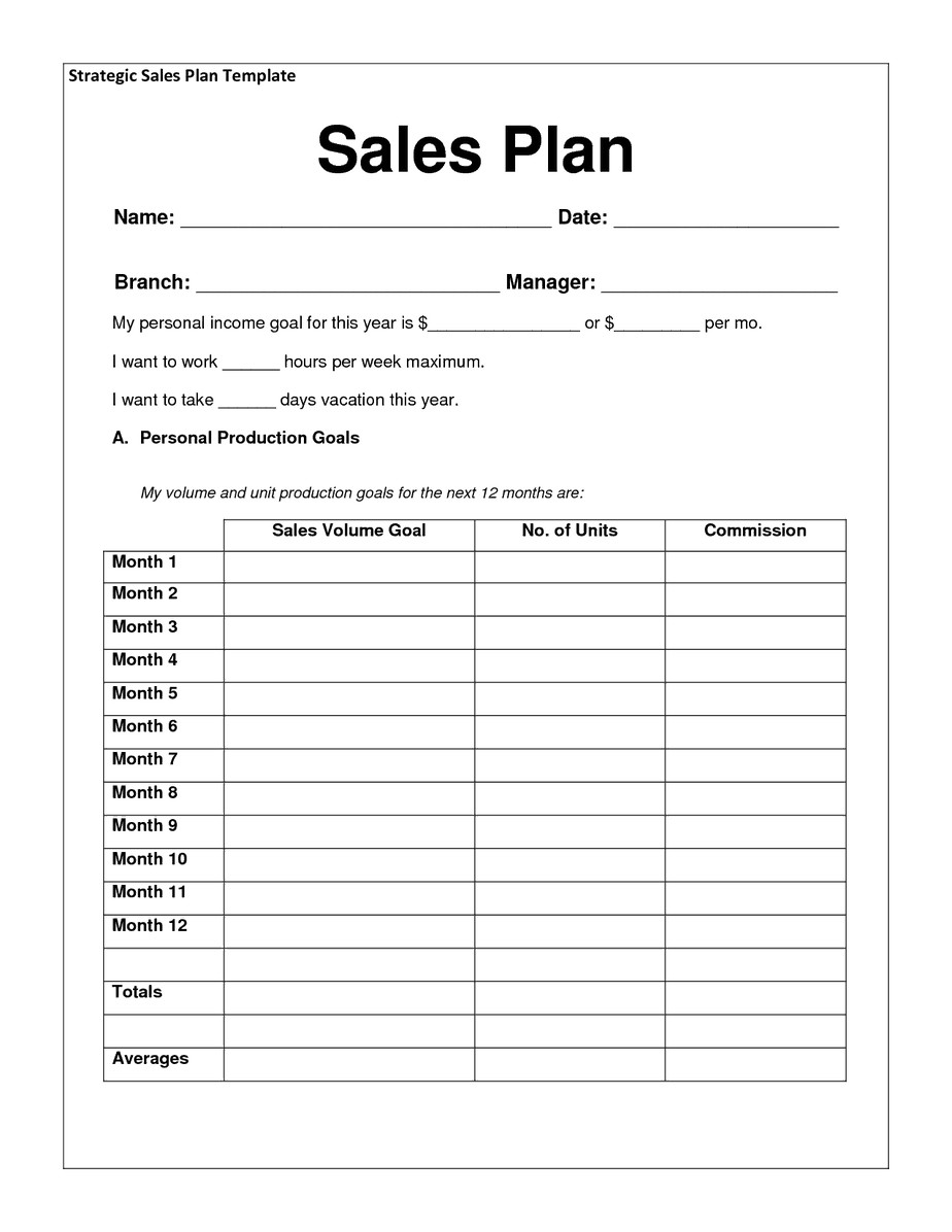 Sales Plan Templates Word Excel Samples